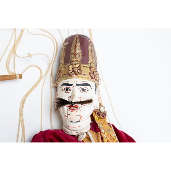 Vintage Traditional Marionette Puppet With Intricate Costume & Mustache - Picture 4 of 14